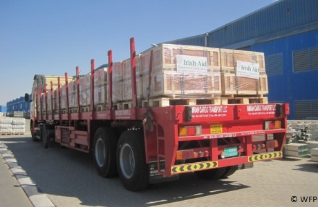 Irish Aid emergency supplies being dispatched from emergency stock in Dubai. Photo: WFP