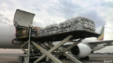 Irish Aid Emergency Supplies are loaded onto a cargo plane to be dispatched to assist refugees from the Central African Republic in Cameroon. Photo WFP