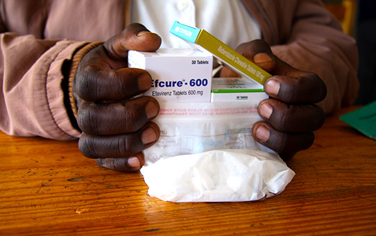 AIDS/HIV patient receives their anti-retroviral medications